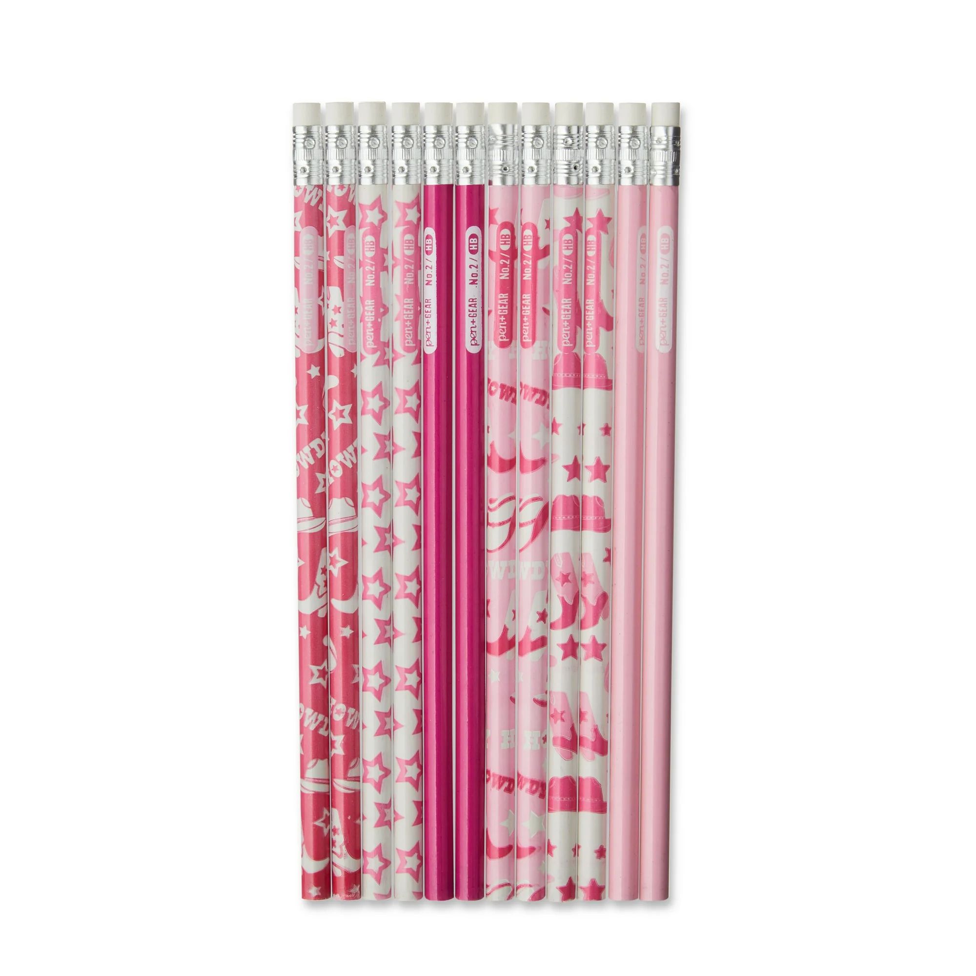 Pen+Gear Unsharpened Wood Pencils, Pink Howdy Print, #2 HB Lead, 12 Count | Walmart (US)