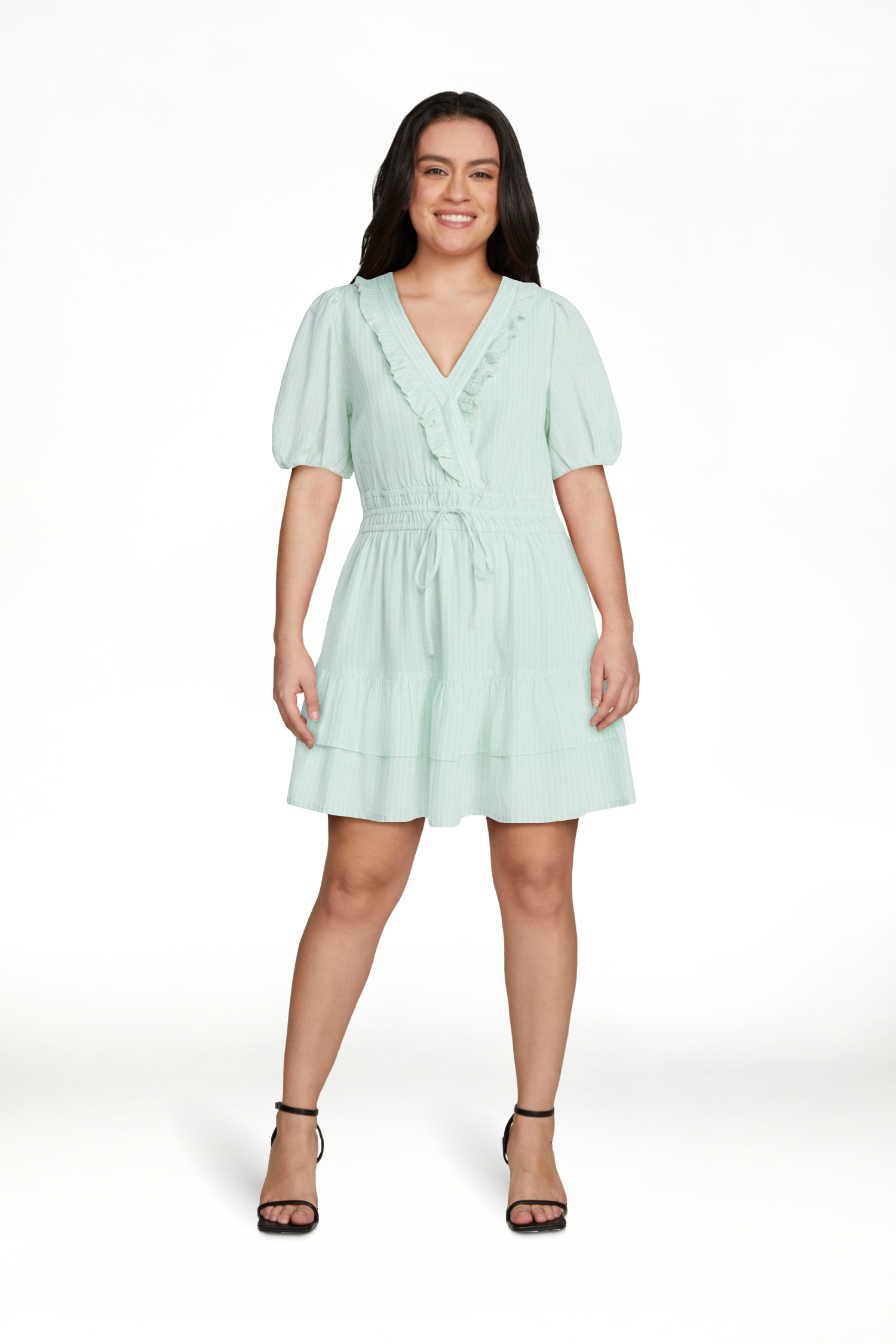 Free Assembly Women's Tiered Ruffle Mini Dress with Short Puff Sleeves, Sizes XS-XXL | Walmart (US)