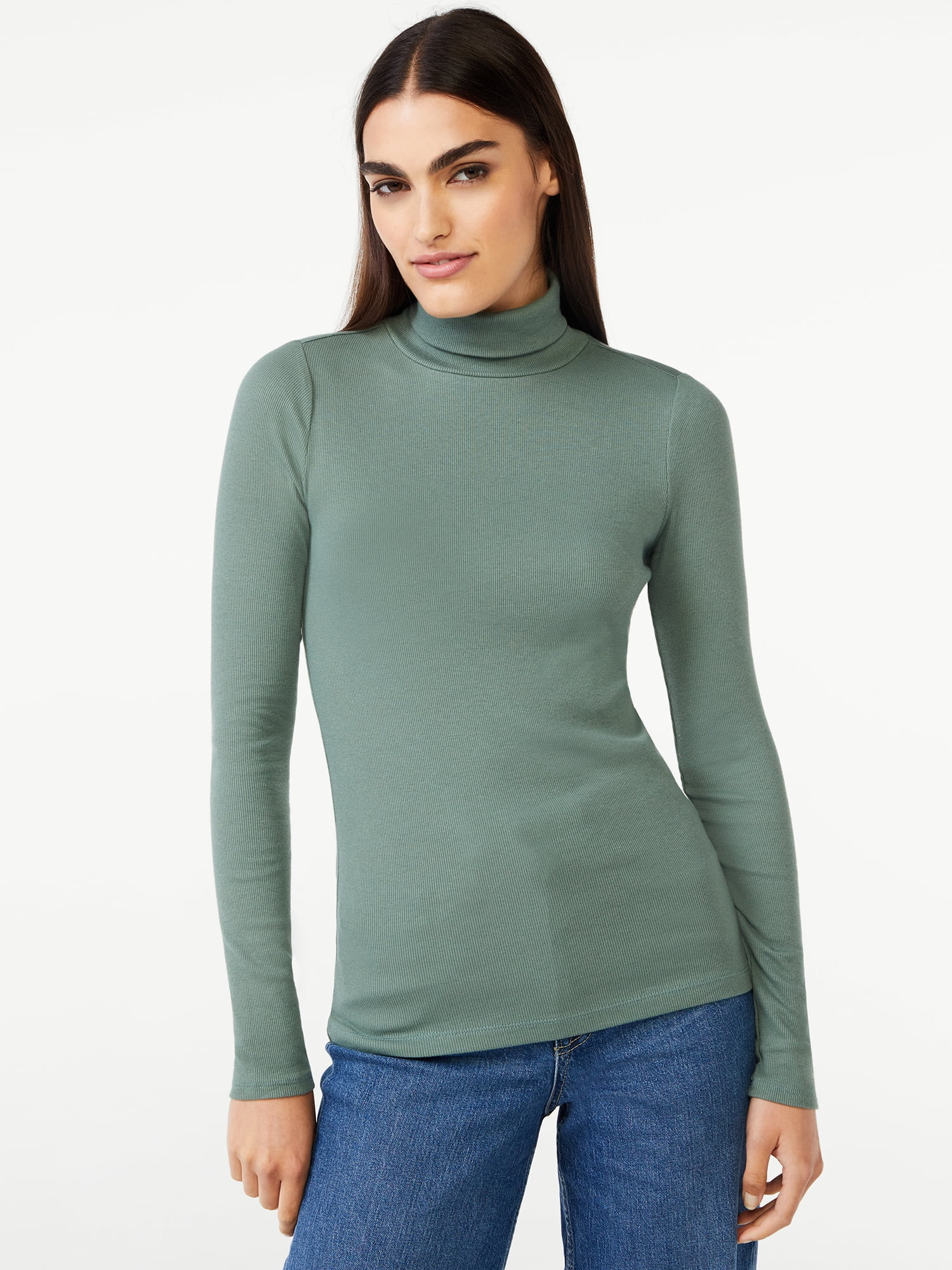Free Assembly Women's Fine Rib Turtleneck | Walmart (US)