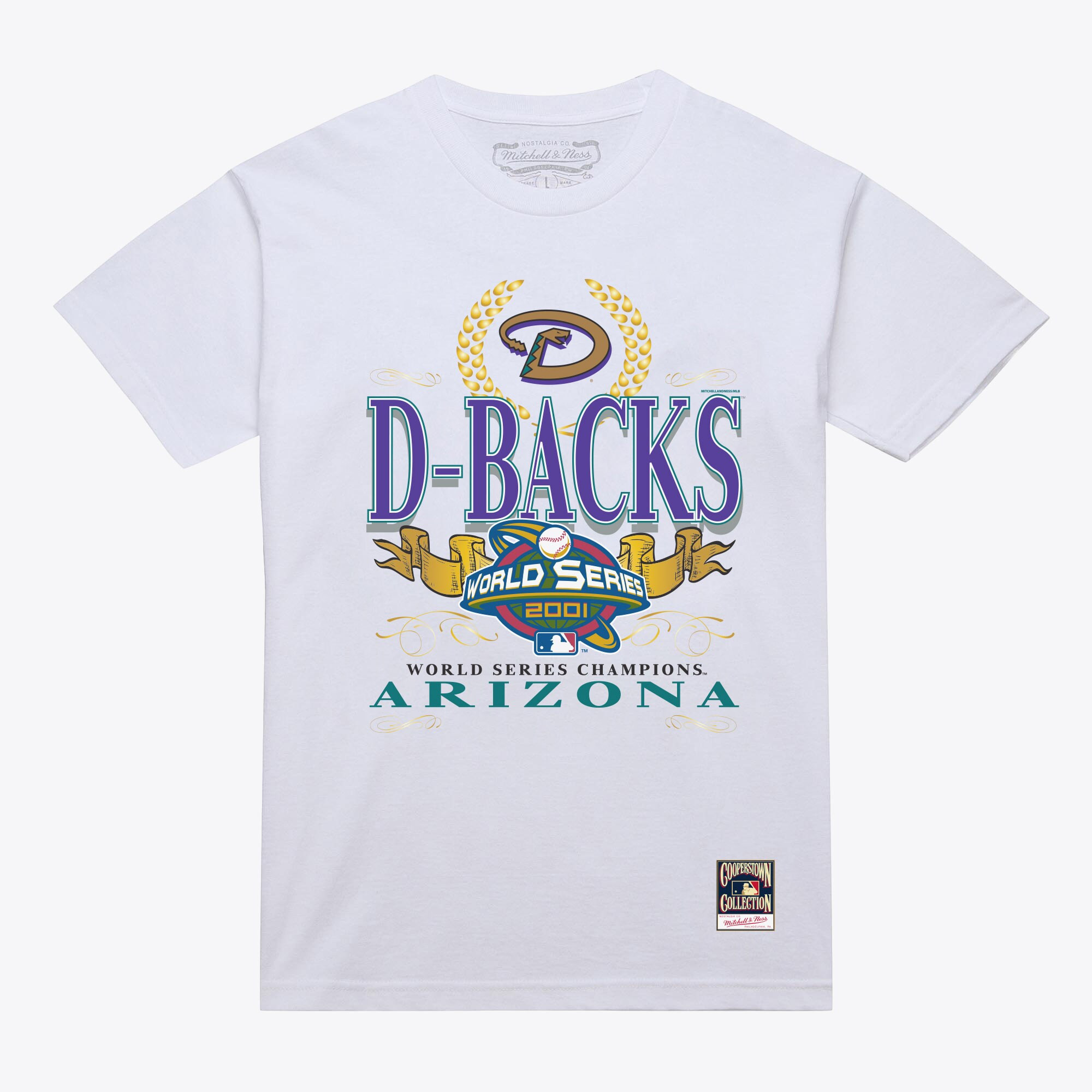 Men's White Arizona Diamondbacks Pennant Chase T-Shirt | Mitchell & Ness