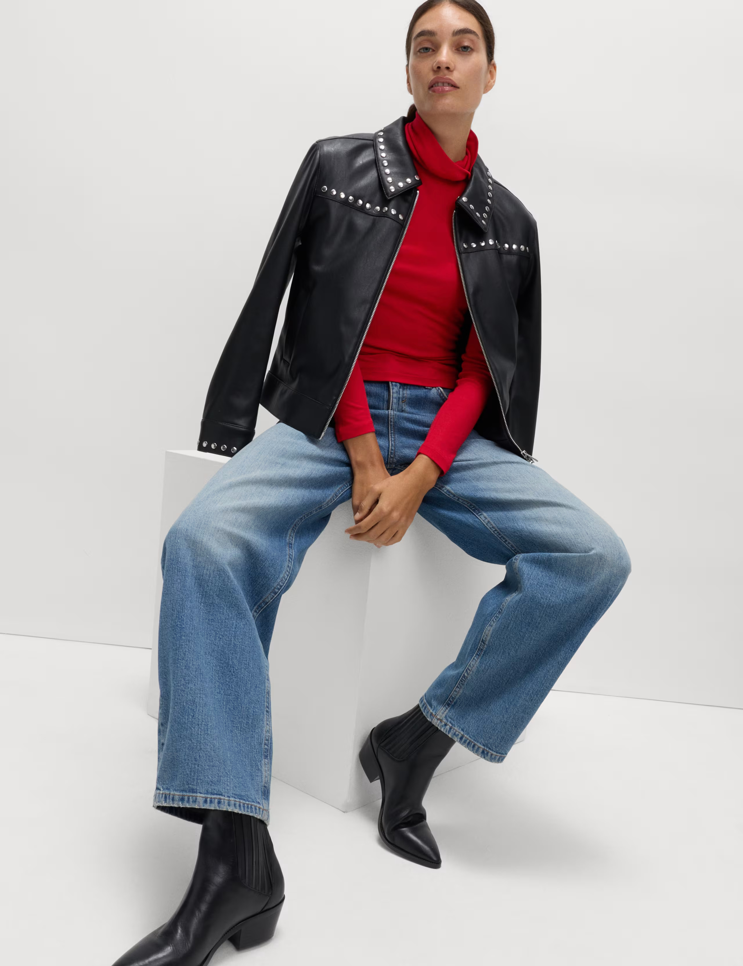 Funnel Neck Long Sleeve Slim Fit Top with Wool | Marks & Spencer (UK)