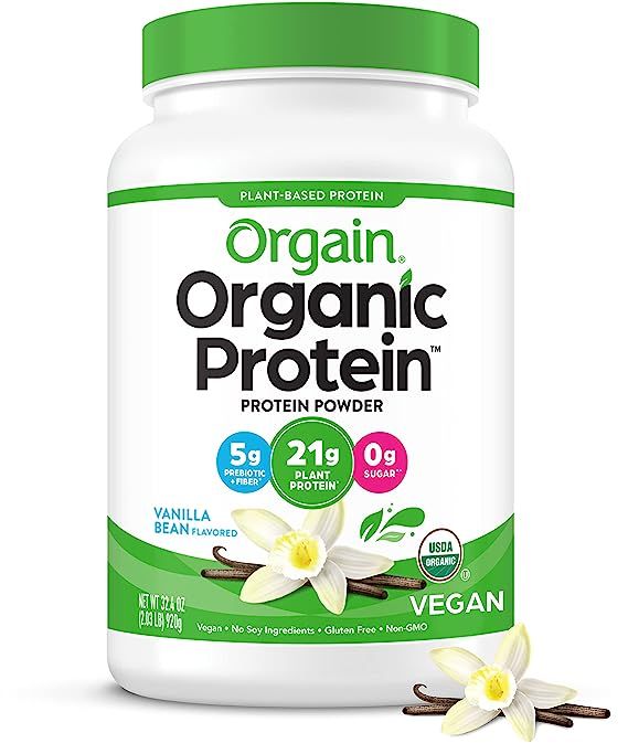 Orgain Organic Plant Based Protein Powder, Vanilla Bean - 21g of Protein, Vegan, Low Net Carbs, G... | Amazon (US)