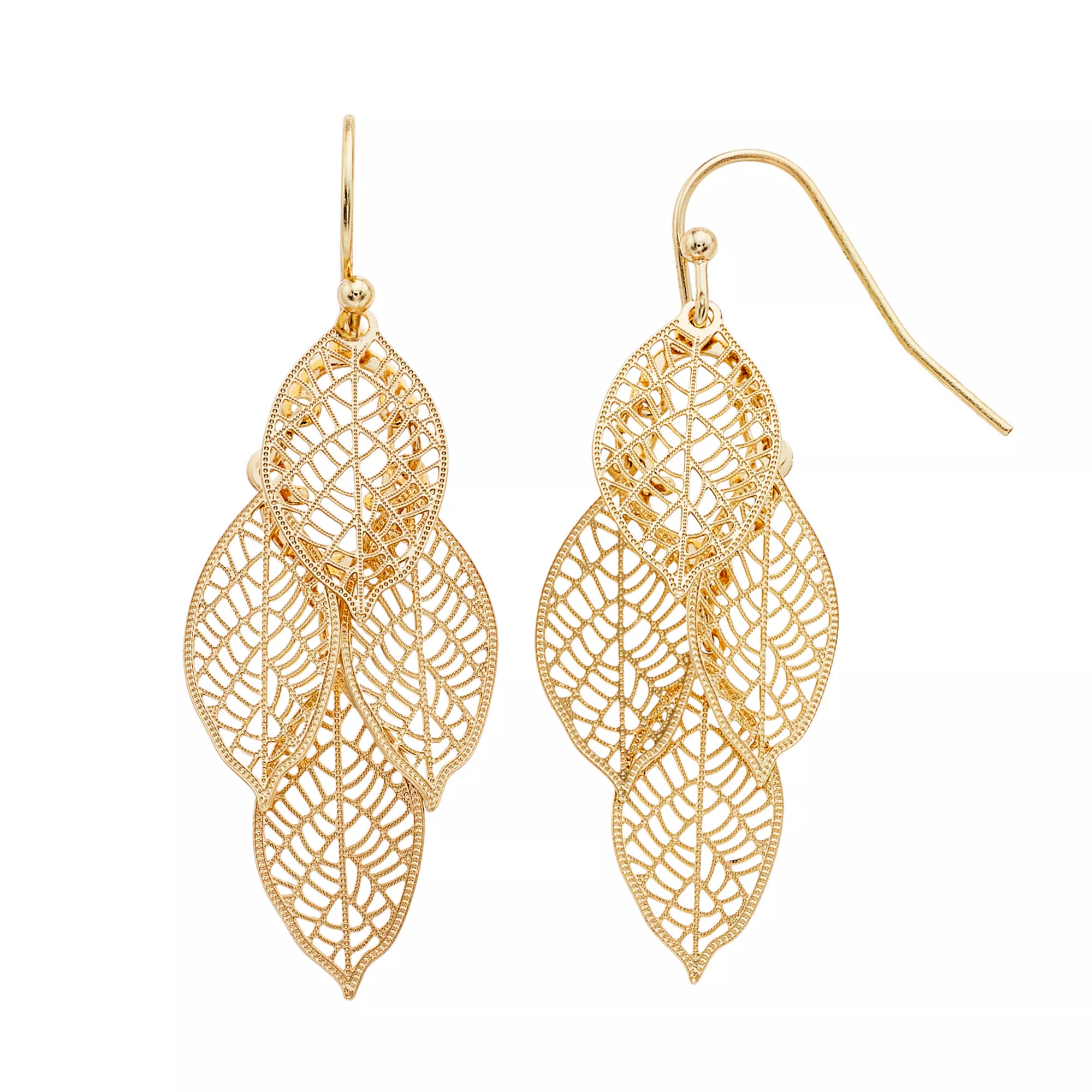 LC Lauren Conrad Filigree Leaf Nickel Free Drop Earrings | Kohl's