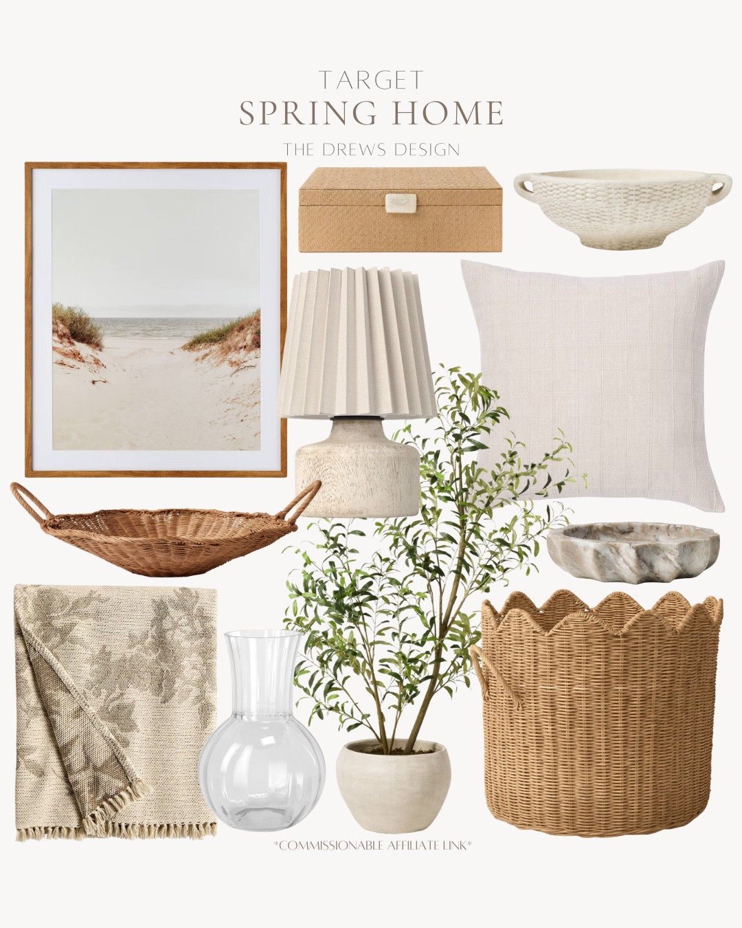 Target spring home includes basket, marble decorative bowl, throw pillow, decorative bowl, decorative box, table lamp, faux tree, vase, throw blanket, wall art,

Home decor, looks for less, neutral home decor, spring decor 

#LTKHome #LTKSeasonal #LTKSaleAlert