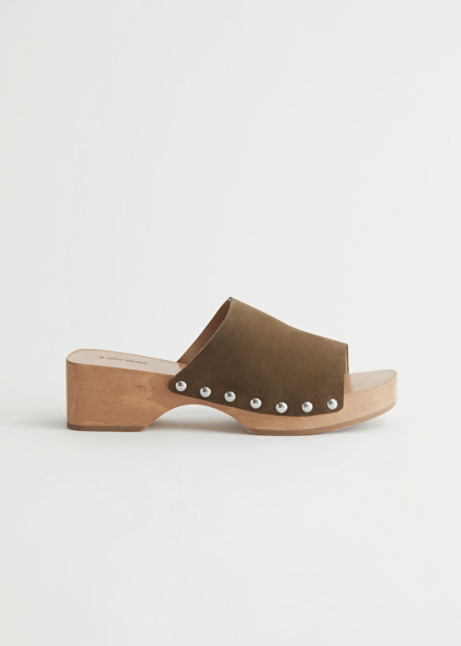 Studded Suede Wooden Clogs | & Other Stories US
