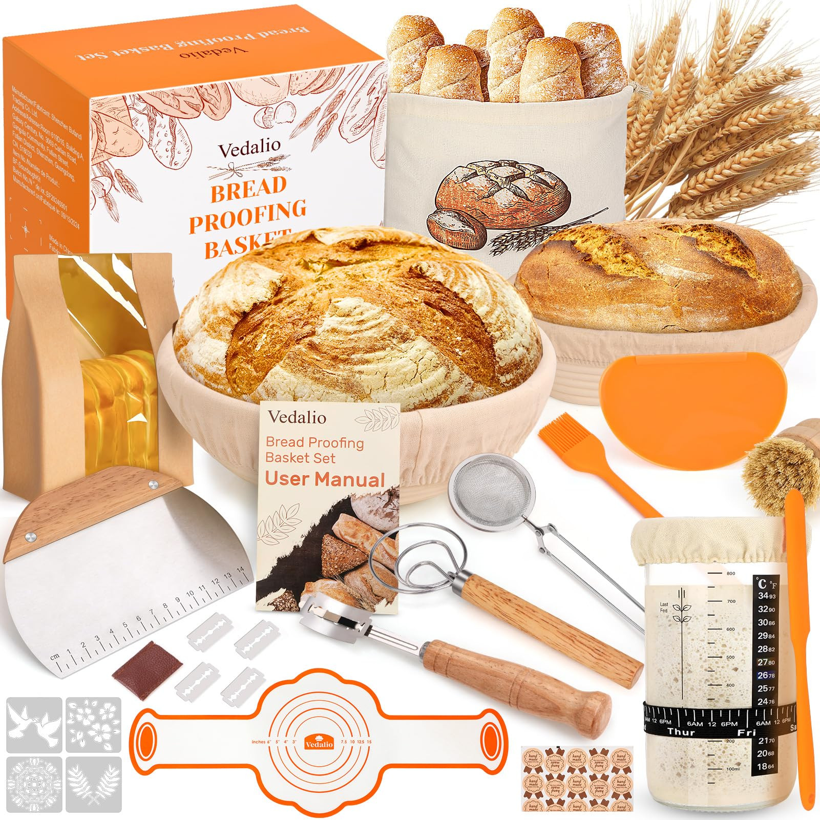 Sourdough Bread Baking Supplies, Sourdough Starter Kit, Bread Proofing Basket, Bread Making Tools... | Amazon (US)