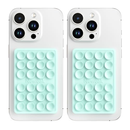 2 Pack Silicone Suction Phone Case Adhesive Mount, Silicone Sticky Holder for iPhone and Android, Hands-Free Grip for Selfies & TikTok, Gift for Women (Light Green) | Amazon (US)