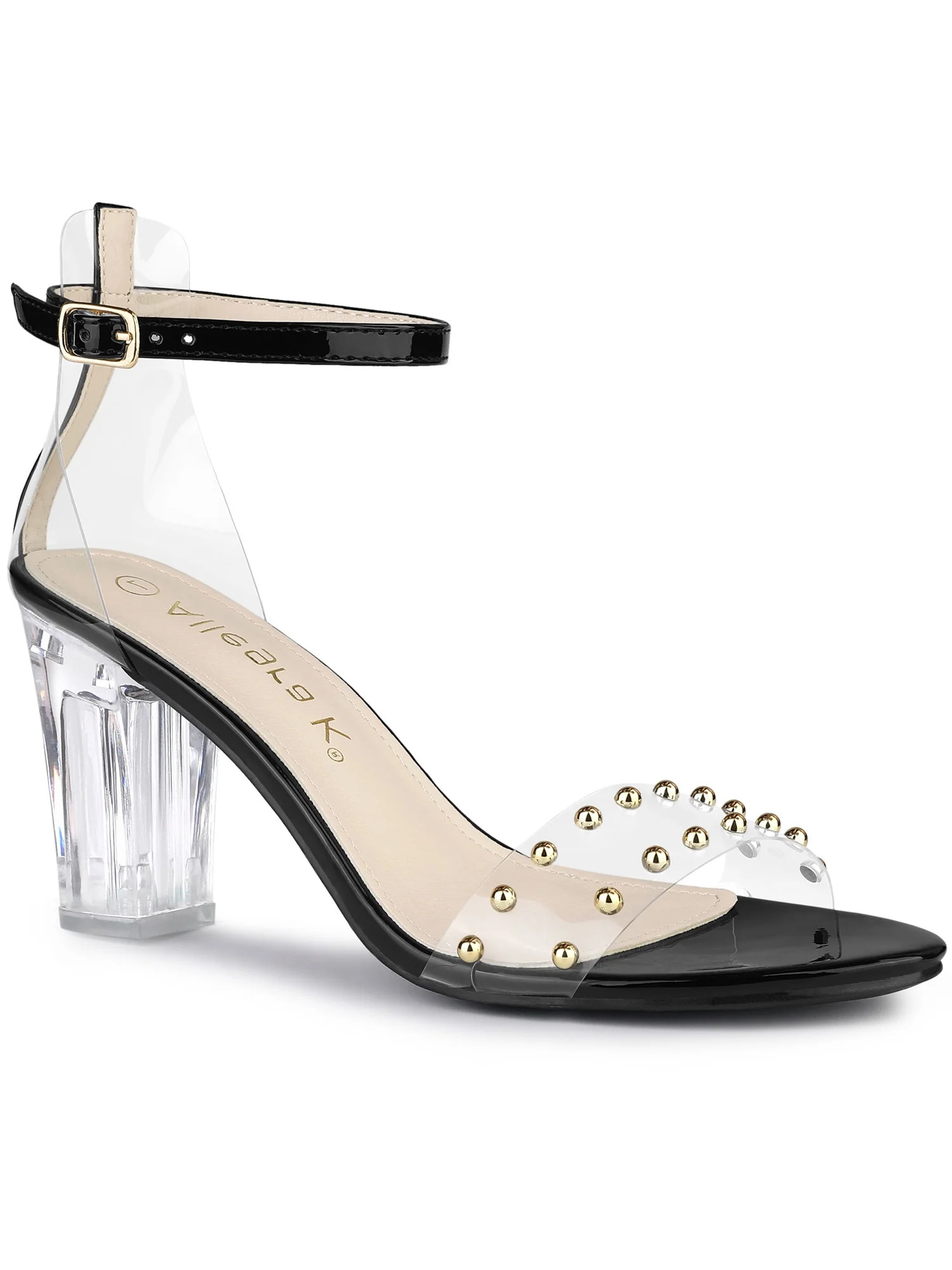 Allegra K Women's Clear Block Heel Ankle Strap Heeled Sandals | Walmart (US)