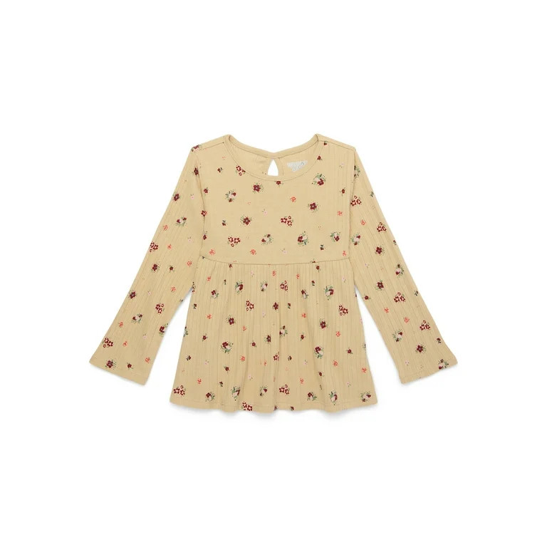 Garanimals Toddler Girls Babydoll Pointelle Top with Long Sleeves, Sizes 18M-5T | Walmart (US)