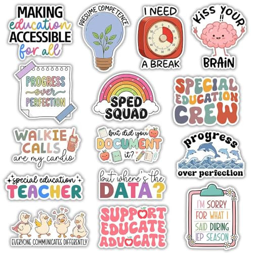 MAIANEY (15Pcs, 3in) Special Education Teacher SPED Sticker, School Staff Decal for Laptop Water Bottle Notebook, Gift for ABA RBT Educators and Support Staff | Amazon (US)