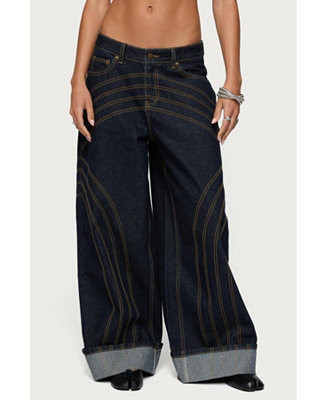 Women's Cuffed Low Rise Wide Leg Jeans | Macy's