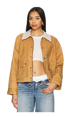 The Great The Waxed Swingy Jacket in Walnut from Revolve.com | Revolve Clothing (Global)