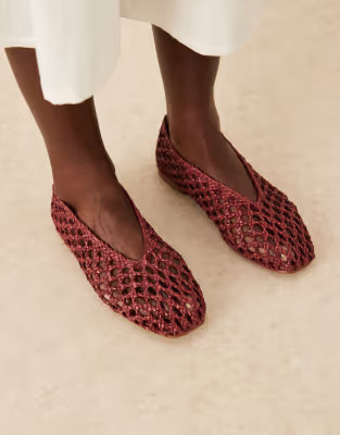 ASOS DESIGN Linus clean  ballets in burgundy weave | ASOS | ASOS (Global)