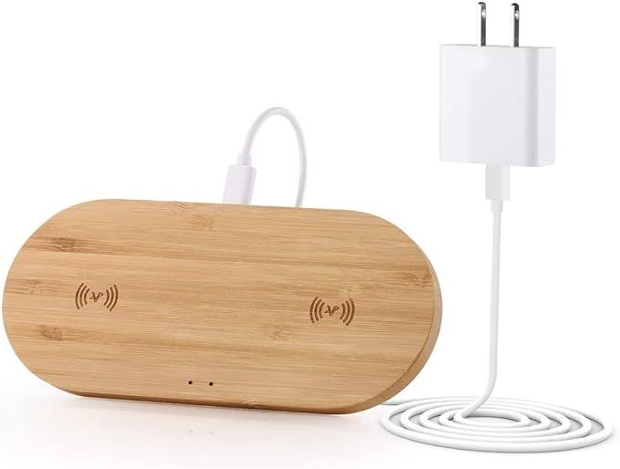 Veelink Dual Wireless Charger, Bamboo Double 10W Qi Wireless Charging Pad Compatible with iPhone ... | Amazon (CA)