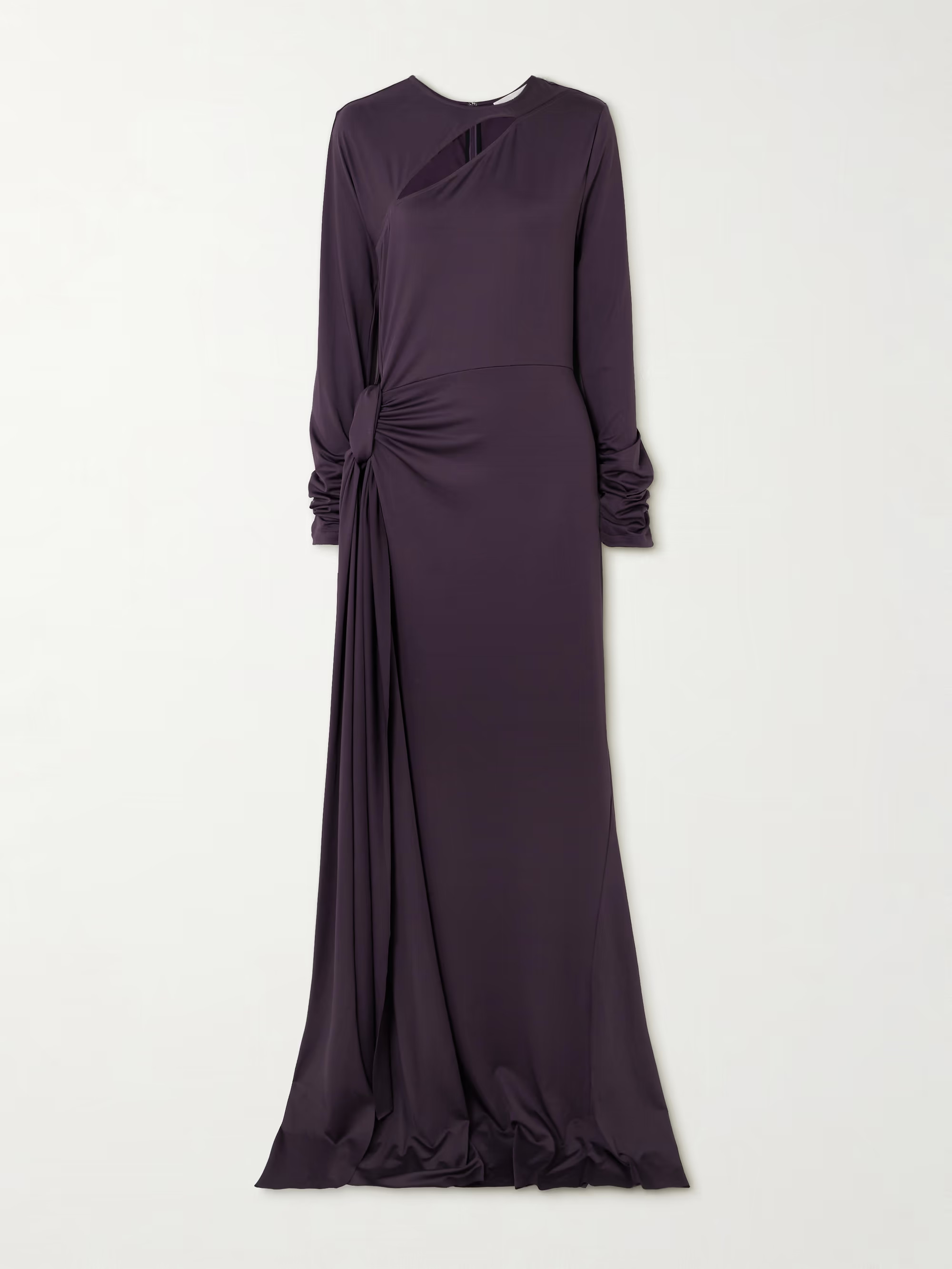 Tie-detailed gathered cut-out stretch-jersey gown | NET-A-PORTER (US)