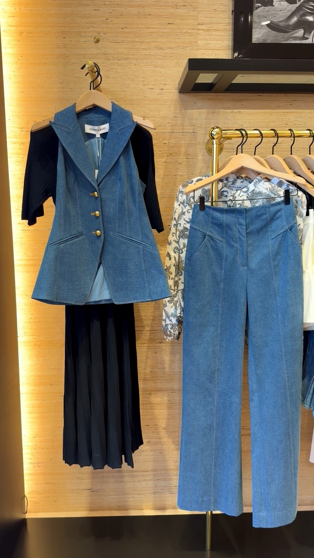 Trending vest, especially in denim. The ease of stretch denim, the polish of precision tailoring. The blue Costa vest is a slim, elongated silhouette with a wide peak lapel. Darting in the back cinches the waist while diagonal welt pockets underscore the clean lines and streamlined style. Wear it with the coordinating Frenkle pant for a modern spin on double denim.

Frenkle trouser is a high-rise, streamlined silhouette that falls to slight flare. A back yoke enhances the fit while side slip pockets and back welt pockets complete the look. Wear these high-rise trousers with a simple T-shirt or tank to elevate the everyday or pair with the coordinating Randy dickey jacket for a sophisticated take on double denim.

#LTKgrwm #LTKTravel #LTKOver40