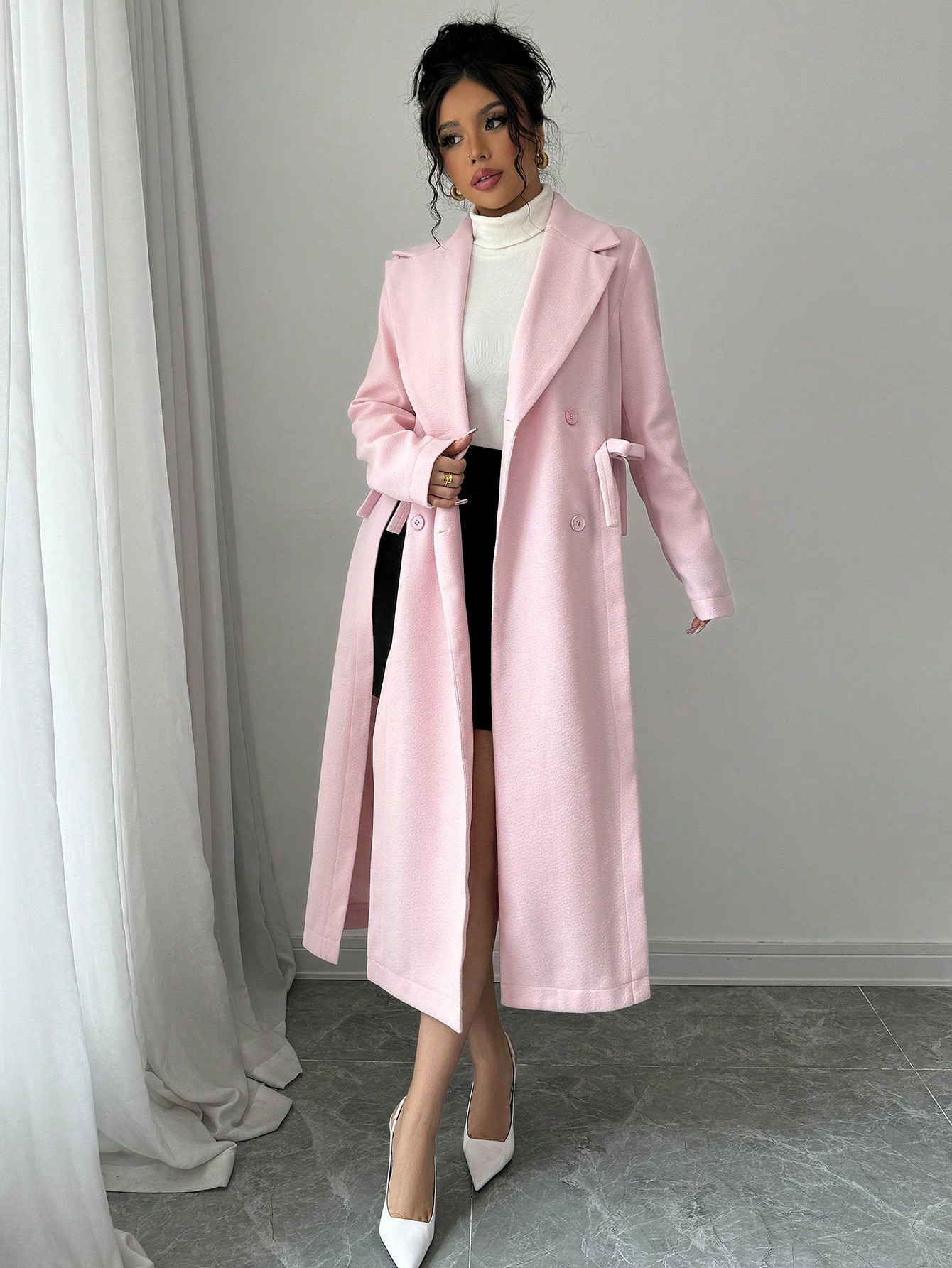 SHEIN Elenzya Ladies Solid Color Sophisticated French Style Elegant Casual Work Trench Coat With ... | SHEIN