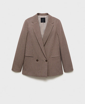 Women's Micro-Houndstooth Double-Breasted Jacket | Macy's