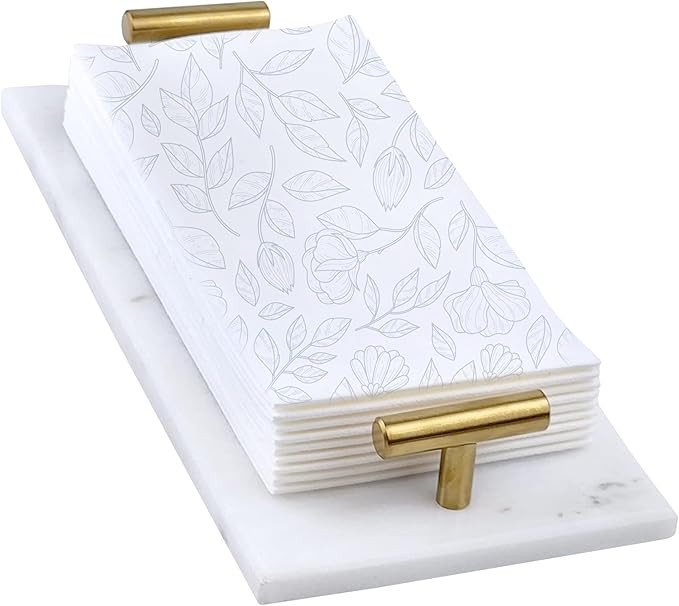 | Luxurious White Marble Vanity Tray for Bathroom Countertop, Kitchen Counter, Coffee Table and M... | Amazon (US)