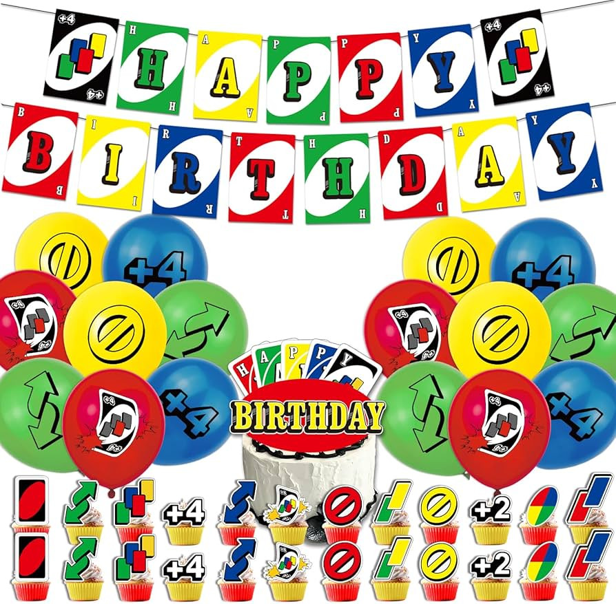 42PCs Card Game Theme Birthday Party Decorations Set – Banner, Balloons, Cake Topper and Cupcak... | Amazon (US)