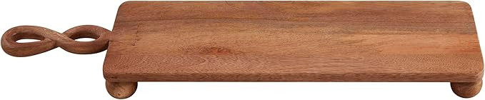 Mud Pie 7" x 28" Footed Twisted Handle Board, Brown | Amazon (US)