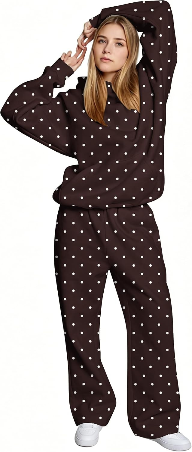Ythomm Womens Leopard 2 Piece Sets Oversized Hoodies Straight Leg Sweatpants Sweatsuits Hooded Sweatshirt Lounge Fall Outfits | Amazon (US)