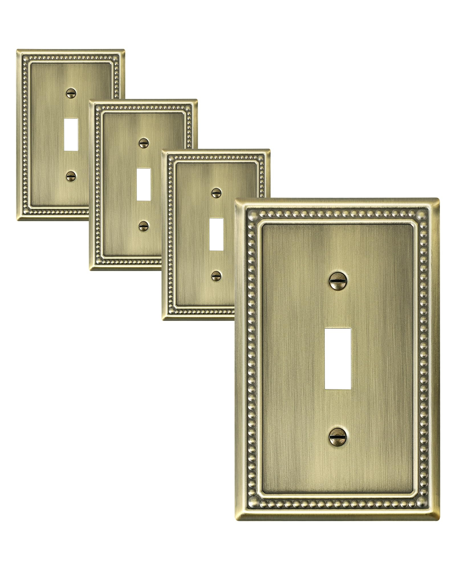 4-Pack Single Toggle Light Switch Cover Plate, Pearls Decorative Switch Plate Covers, Antique Bra... | Amazon (US)