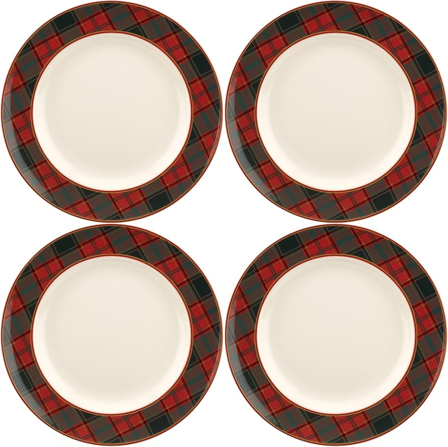 Spode Christmas Tree Tartan Dinner Plate (Set of 4) - 10.5" Festive Holiday Tableware, Colorful C... | Amazon (US)