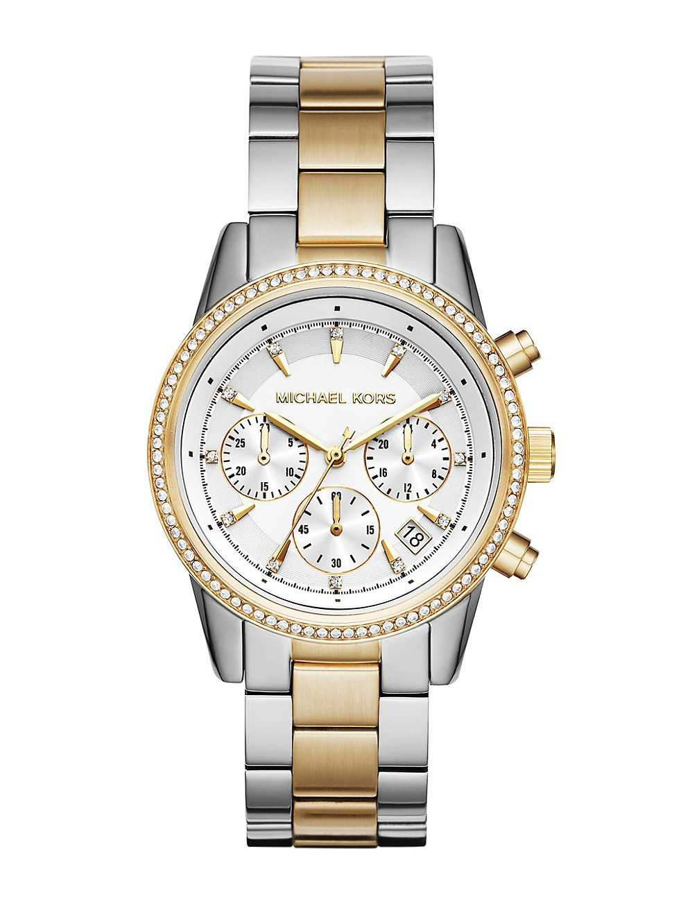 Women's Ritz Two-Tone Stainless Steel Chronograph Bracelet Watch - Silver Yellow Gold | Saks Fifth Avenue