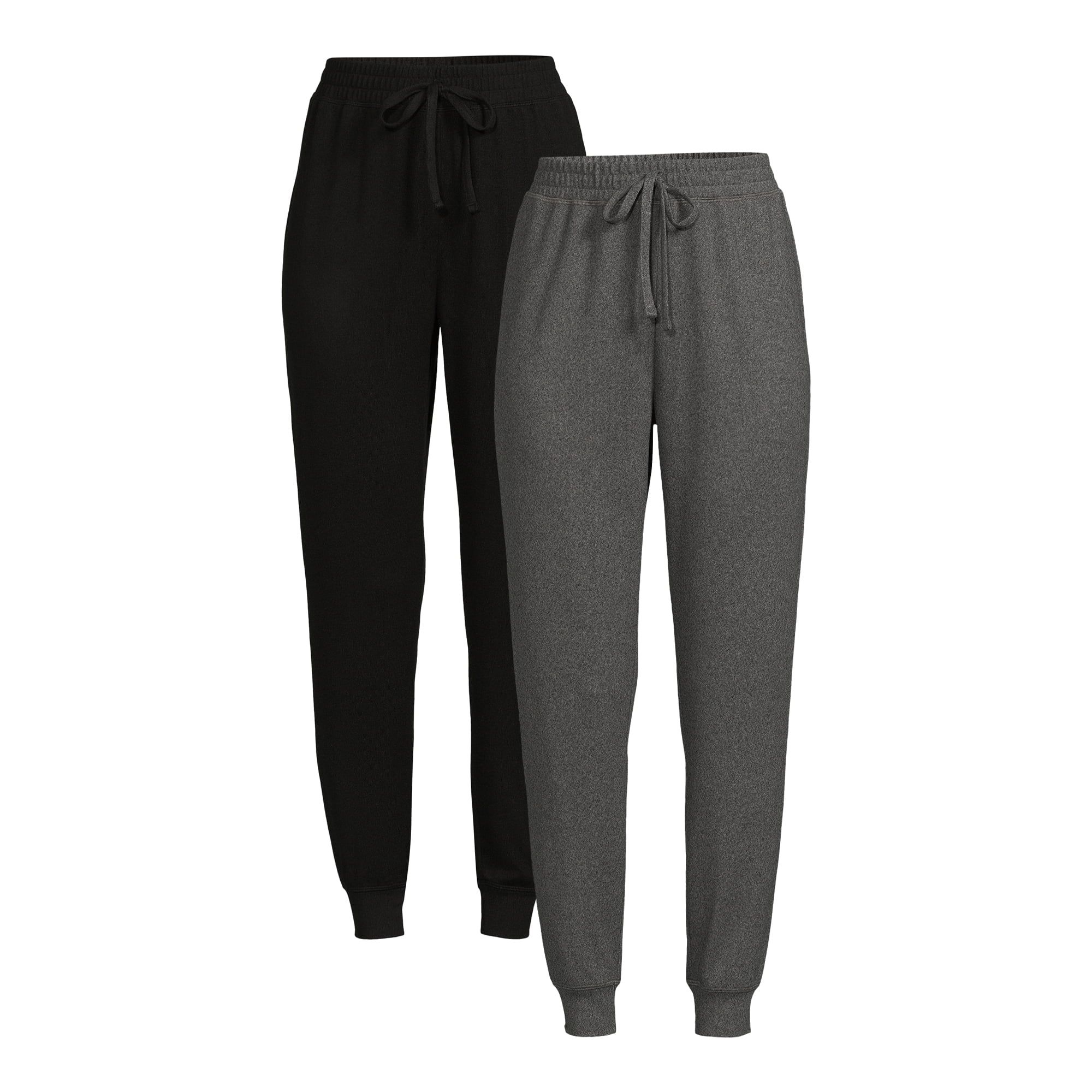 Time and Tru Women's Super Soft Hacci Knit Jogger Pants, 27.5" Inseam, 2-Pack, Sizes XS-XXL - Wal... | Walmart (US)