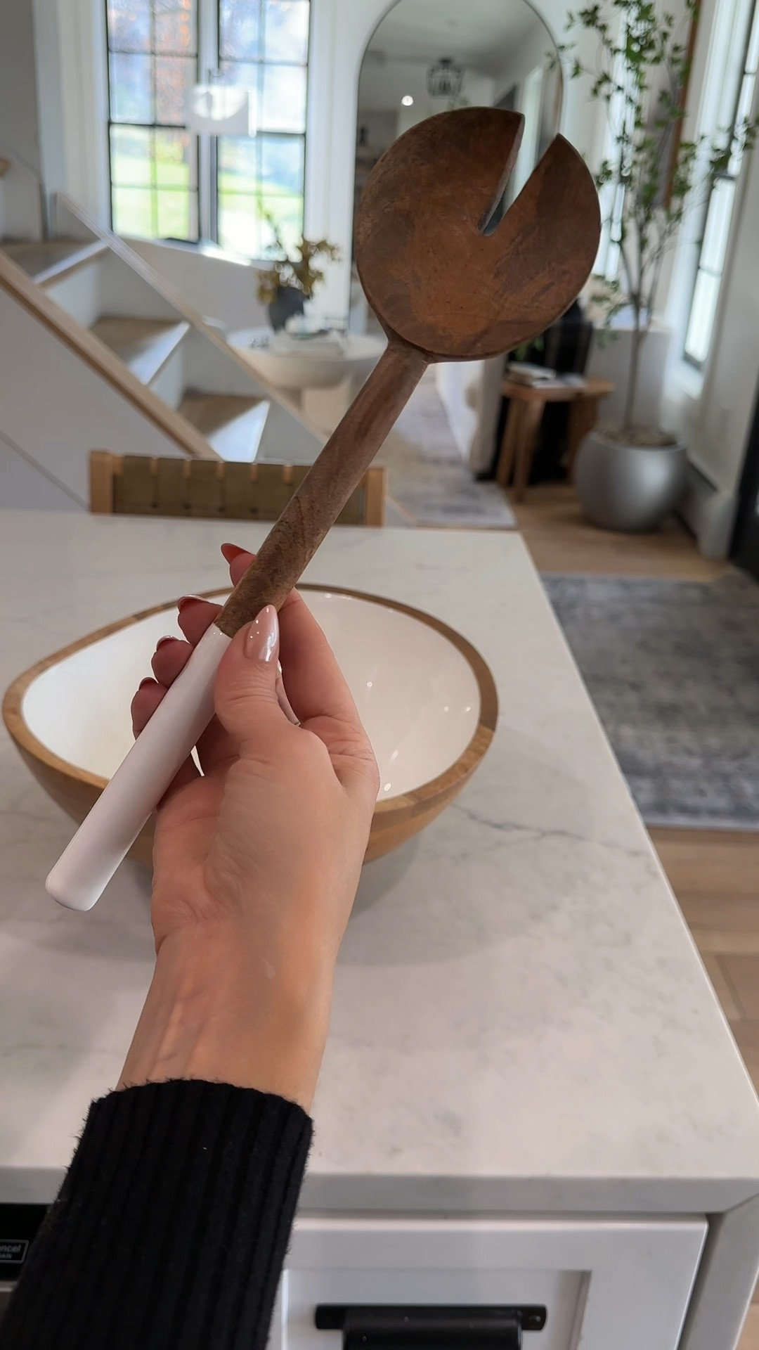 Isn’t she pretty? Styling Tips & Gift Ideas below ⬇️ The enamel on this inside of this wood salad bowl makes it easy to clean and the matching salad servers makes it perfection 🤌🏼 

Styling tip: When this bowl is not being used as a salad or pasta bowl, don’t store it away! It’s too pretty. Instead, keep it on your counter and use it as a fruit / fresh veggie bowl. 

Gift Idea: Instead of a basket, fill this bowl up with gourmet pastas, olive oil, Italian spices and a pasta or Italian cookbook and a Turkish kitchen towel. Or, fill it with healthy fruits and a smoothie cookbook. Don’t forget the shrink wrap and the bow! I linked everything for you 🥗🍎🍌🥑 

🏷️ salad bowl // home decor // wood serving utensils // home decor // fruit bowl // modern home // Italian cookbook // gourmet pasta // gifts for a chef // gifts for cook // gifts for a foodie // smoothie cookbook#LTKGiftGuide

#LTKWatchNow #LTKHome