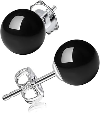 Aretes de perlas negras de 6/8/10/0.433 in para mujer, aretes hipoalergénicos de plata de ley 92... | Amazon (US)