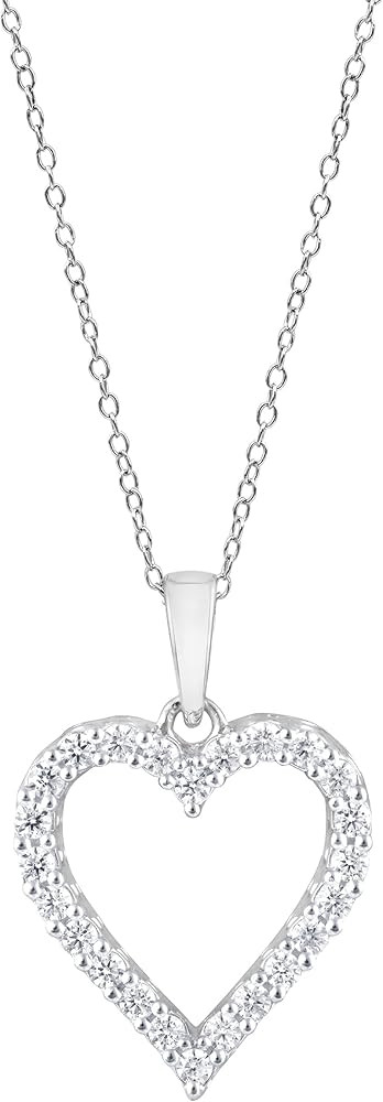 1/4 Carat Diamond Heart Necklace for Women | Round Lab-Grown Diamond (I, I1) | Sterling Silver Pe... | Amazon (US)