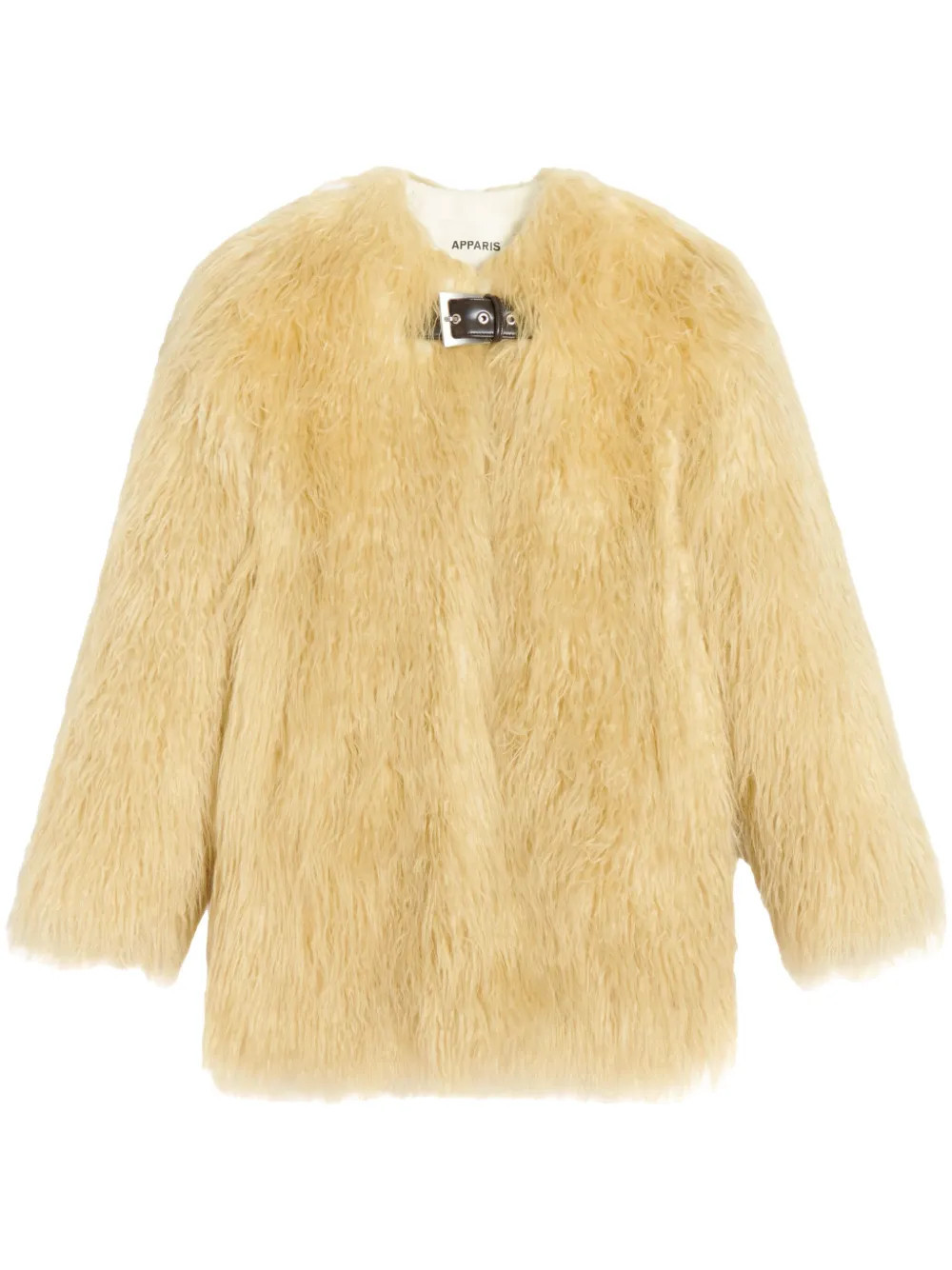 Apparis Petra buckle-fastening faux-fur coat - Neutrals | Farfetch Global