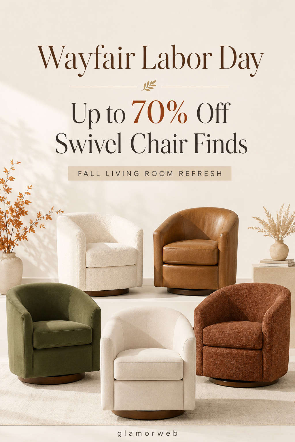 I went looking for one swivel chair and somehow found an entire fall living room refresh 😂 Wayfair has so many gorgeous styles on sale for Labor Day, with select finds up to 70% off. Loving the cozy fabrics, warm tones, and designer-looking shapes! #WayfairFinds #WayfairLaborDay #FurnitureDeals #SwivelChairs #LivingRoomRefresh #FallHome #FallDecorIdeas #CozyLivingRoom #AffordableFurniture #InteriorInspo #HomeFinds 

 #LTKSeasonal #LTKHome #LTKSaleAlert