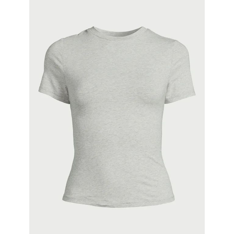 Scoop Women's Stretch Cotton Fitted Baby Tee with Short Sleeves, Sizes XS-XXL - Walmart.com | Walmart (US)