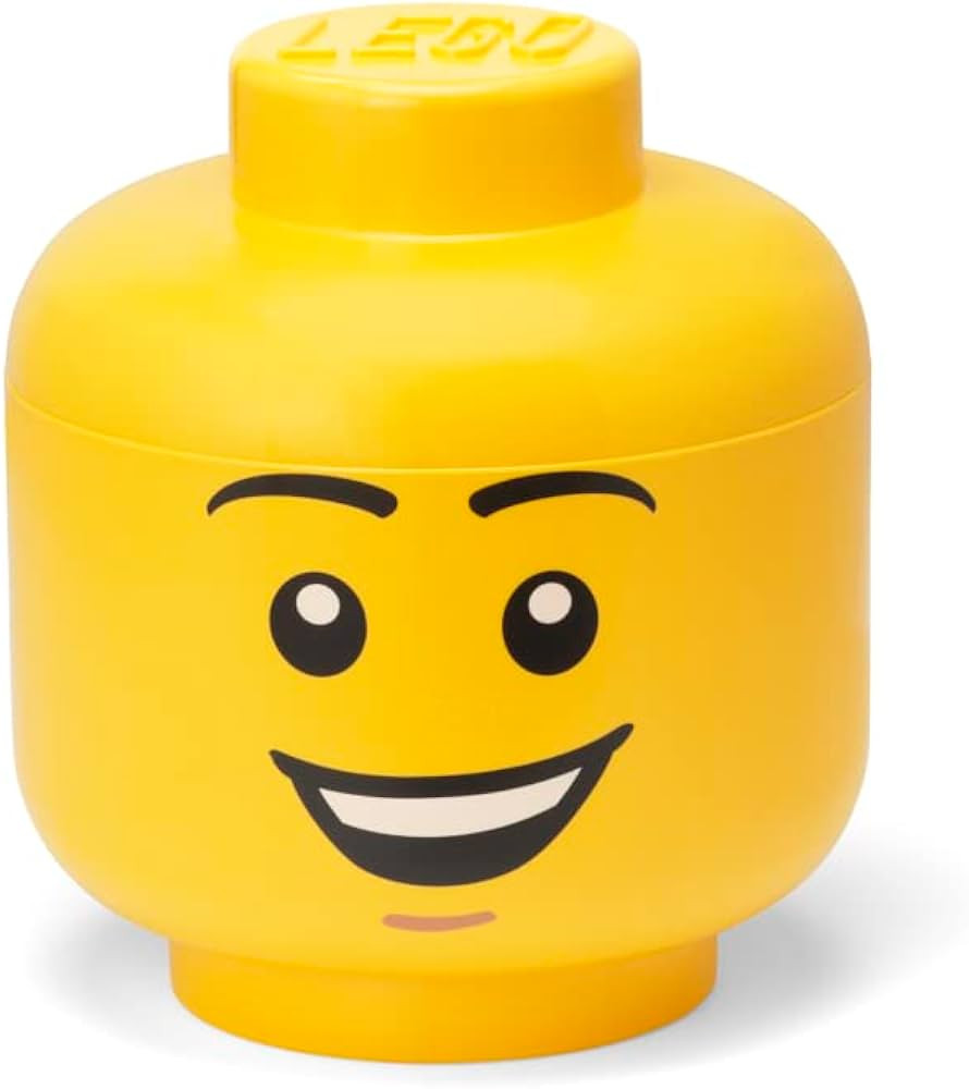 LEGO Iconic Storage Head Large, Stackable Storage Box, 8,5 L, Yellow, Happy Boy | Amazon (US)