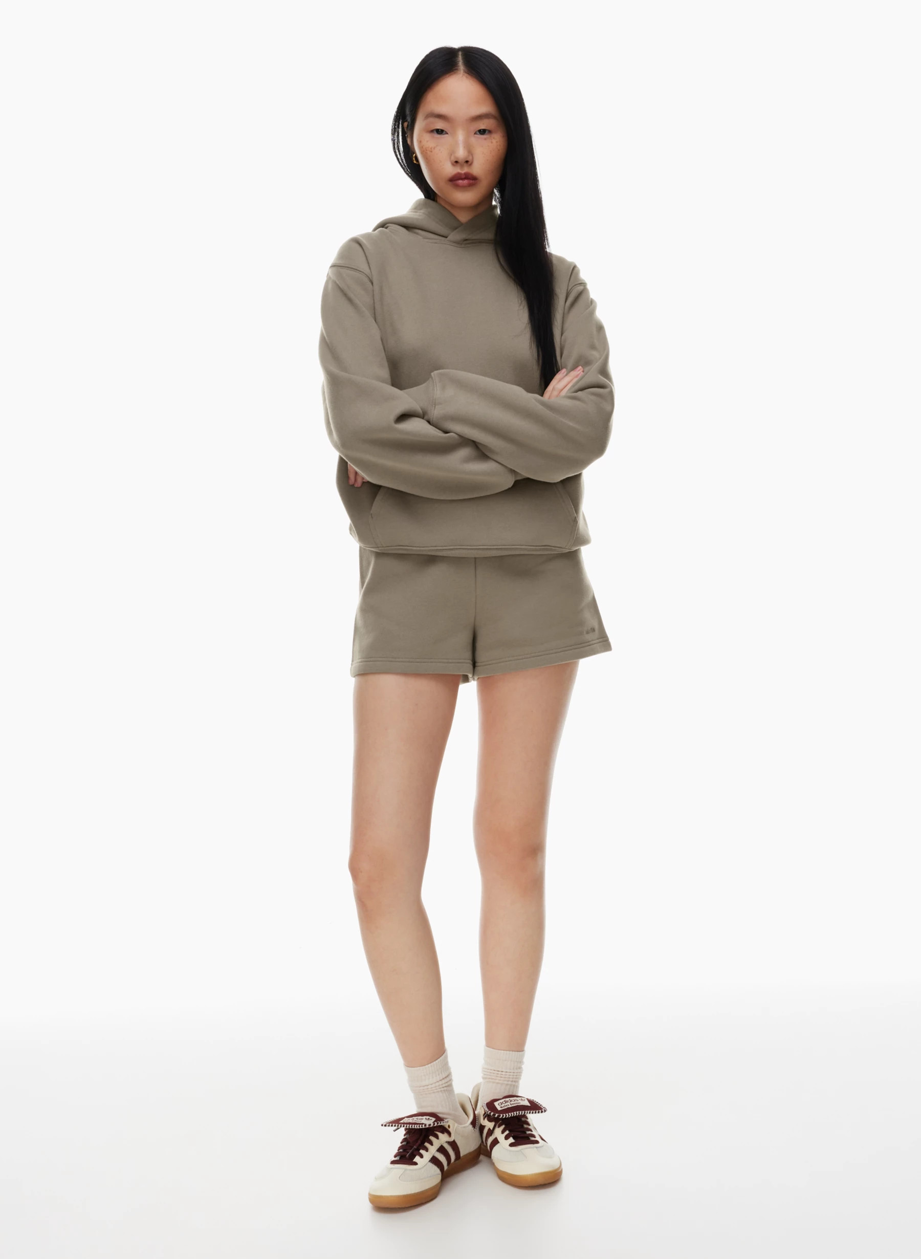 COZY FLEECE PERFECT HI-RISE MINI SWEATSHORT | Aritzia