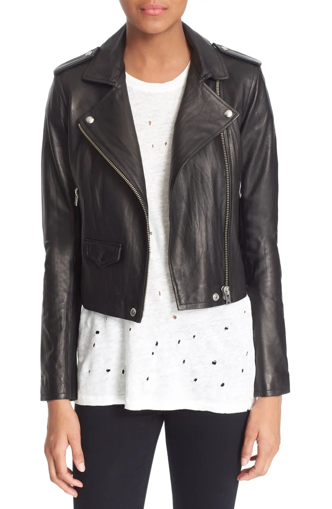 Women's Iro 'Ashville' Leather Jacket, Size 4 US / 36 FR - Black | Nordstrom