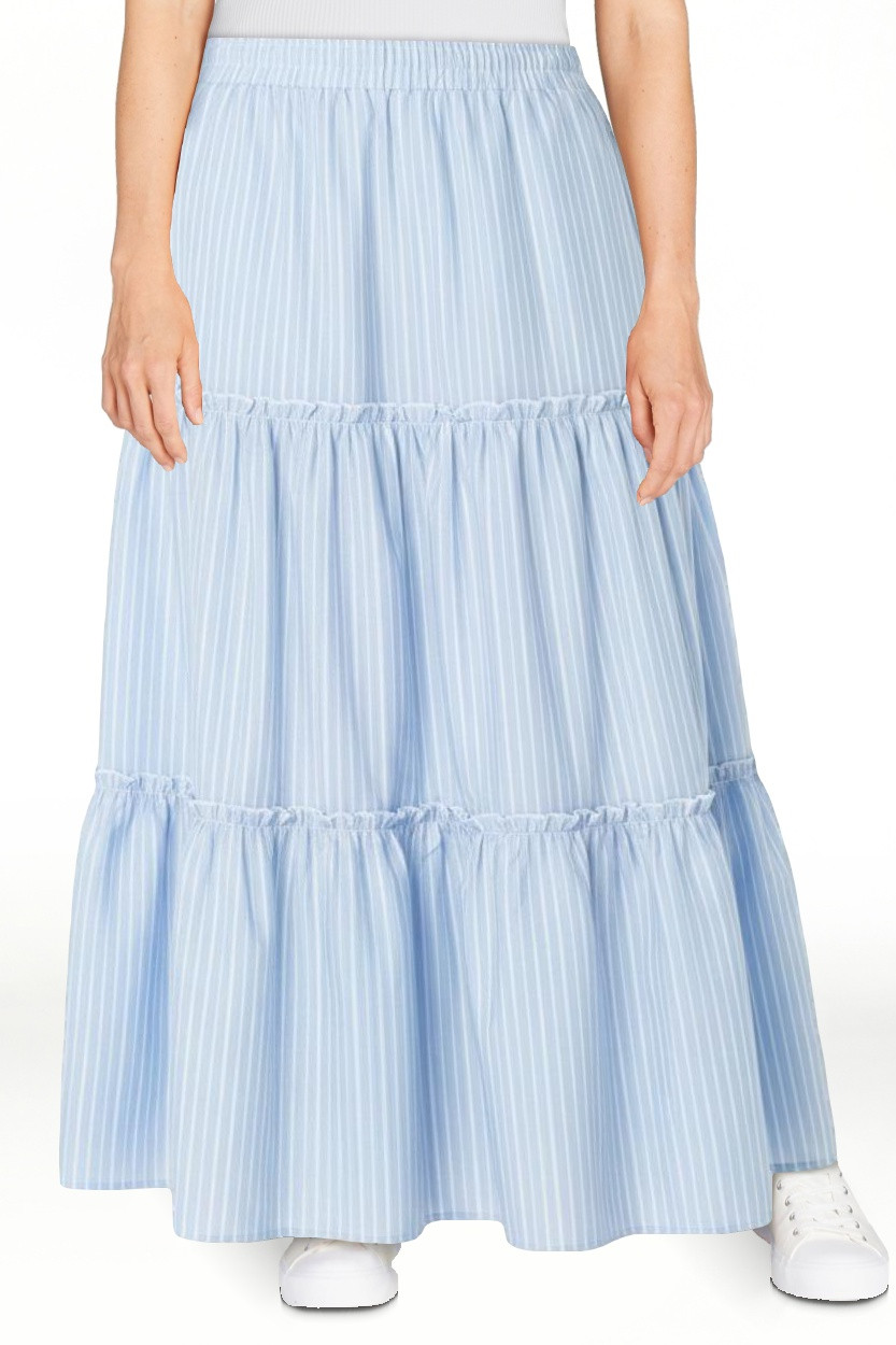 Celebrity Pink Women's and Women's Plus Stripe Tiered Maxi Skirt, Sizes XS-4X | Walmart (US)