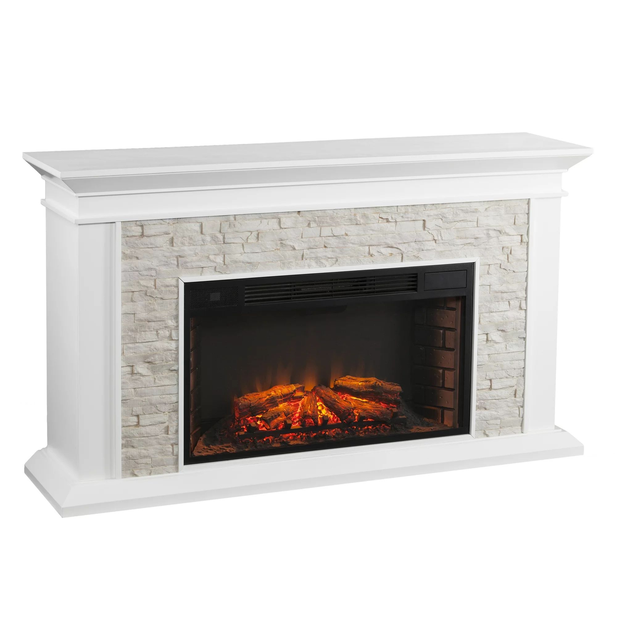 Southern Enterprises Candore Heights Stand Alone Electric Fireplace, White | Walmart (US)