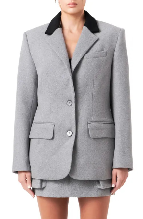 Grey Lab Oversize Wool Blend Blazer in Grey/Black at Nordstrom, Size Small | Nordstrom