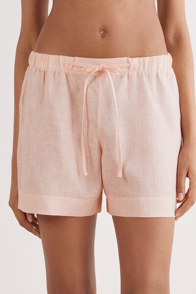 Intimissimi The Pure Linen Shorts in Linen Fabric Woman Pink Size L | Intimissimi (US)