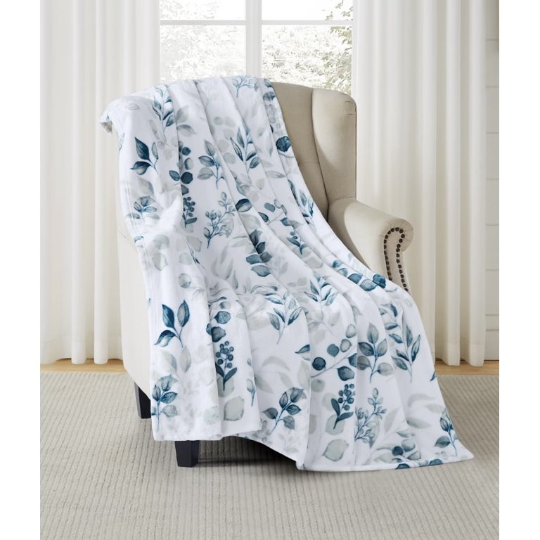 Serafina Home Throw Blanket: Velvelty Soft, Durable Fleece Accent for Bed or Couch (Teal and Gray... | Walmart (US)