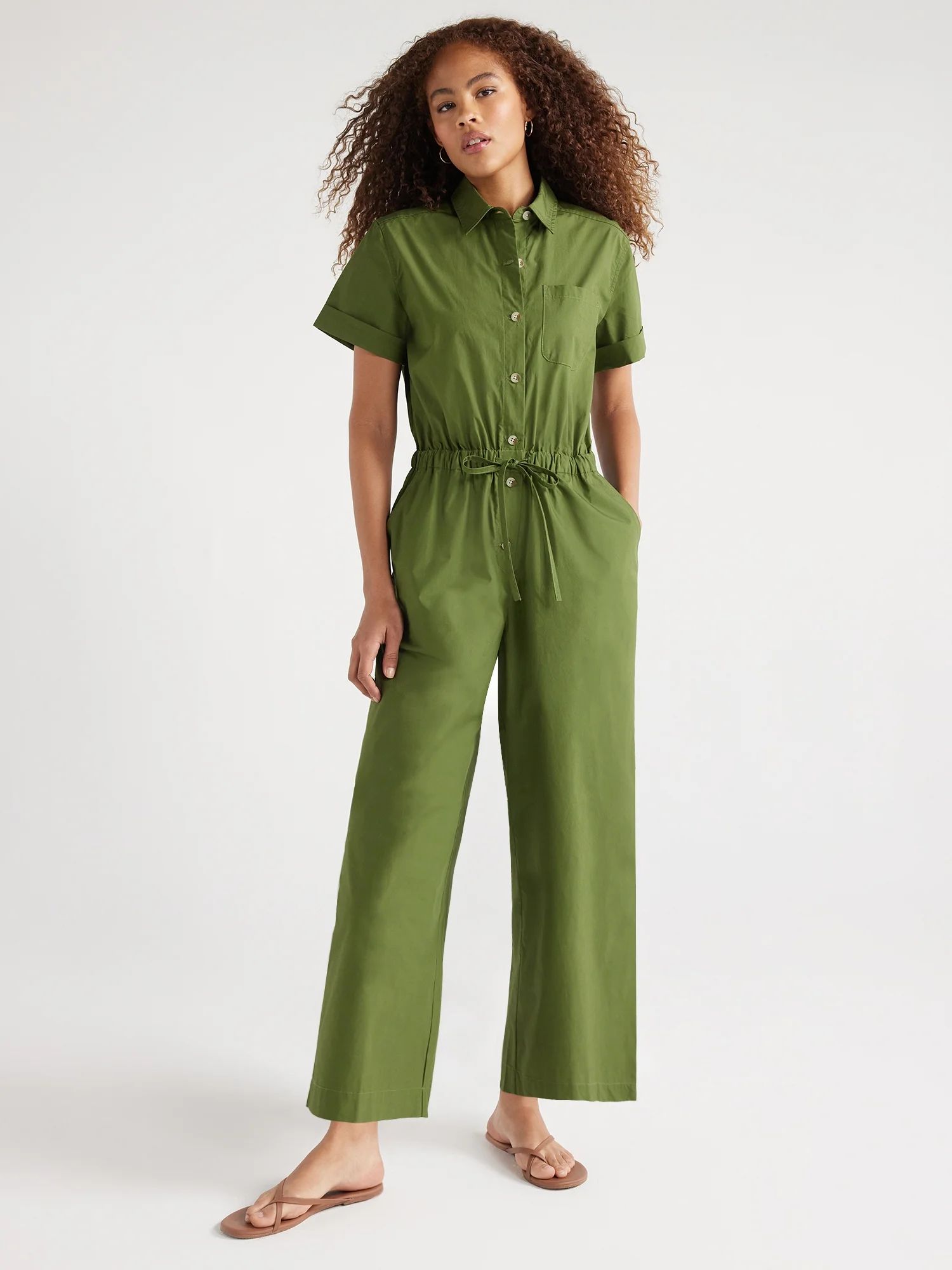 Free Assembly Women’s Wide Leg Utility Jumpsuit, 25 1/4” Inseam, Sizes XS-XXL | Walmart (US)