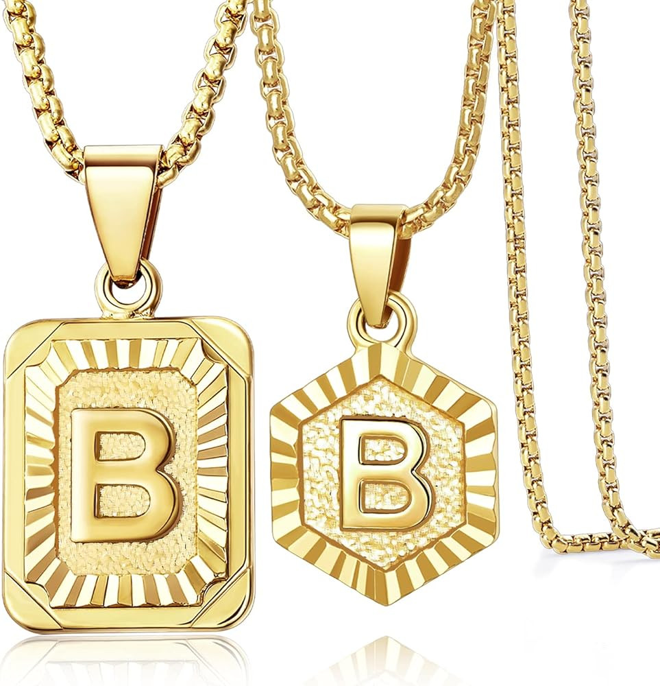 EASYSO Initial Letter Pendant Necklaces for Men and Women 18K Gold Plated Capital Letter Chain A ... | Amazon (US)
