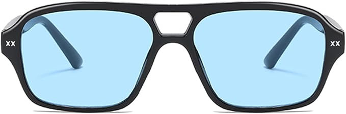 LEMON GRASS 80s Double Bridge Plastic Avaitor Sunglasses for Women | Amazon (US)