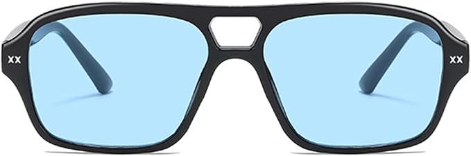 LEMON GRASS 80s Double Bridge Plastic Avaitor Sunglasses for Women | Amazon (US)