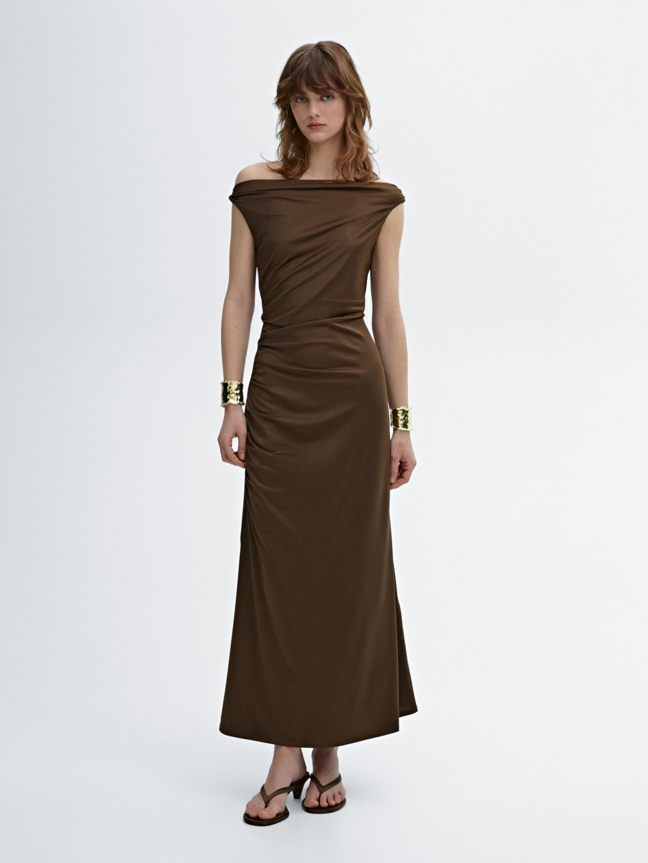 Long asymmetric dress | Massimo Dutti US
