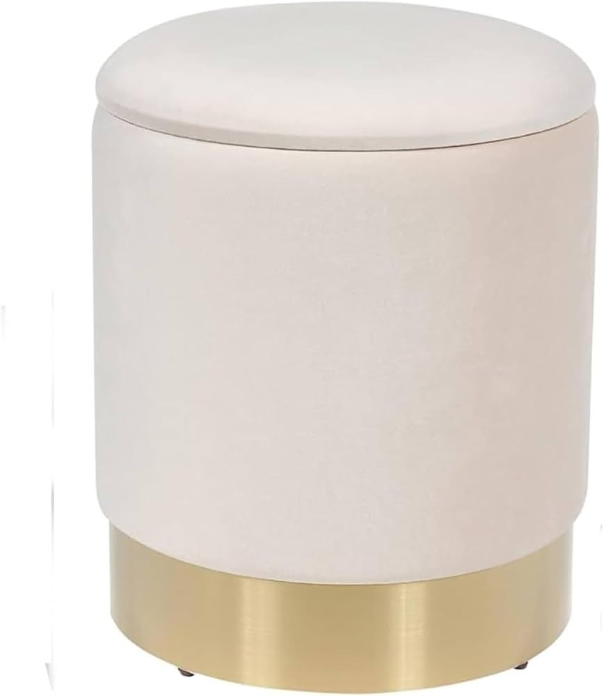 SOFT ASS Round Storage Ottoman Velvet Upholstered Stool Footrest with Gold Metal Base for Living ... | Amazon (US)